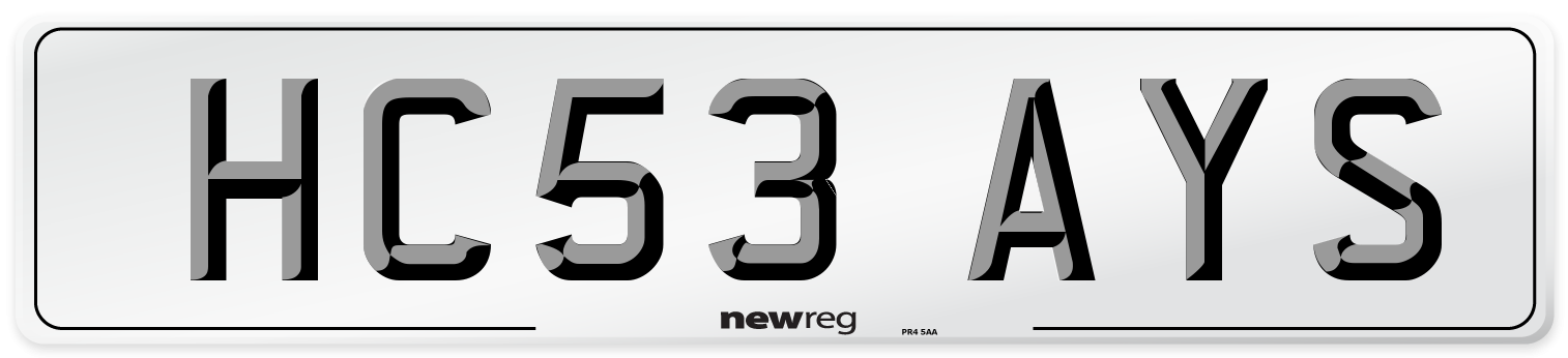HC53 AYS Number Plate from New Reg
